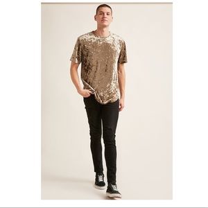 Men’s brown crushed velour short sleeve shirt